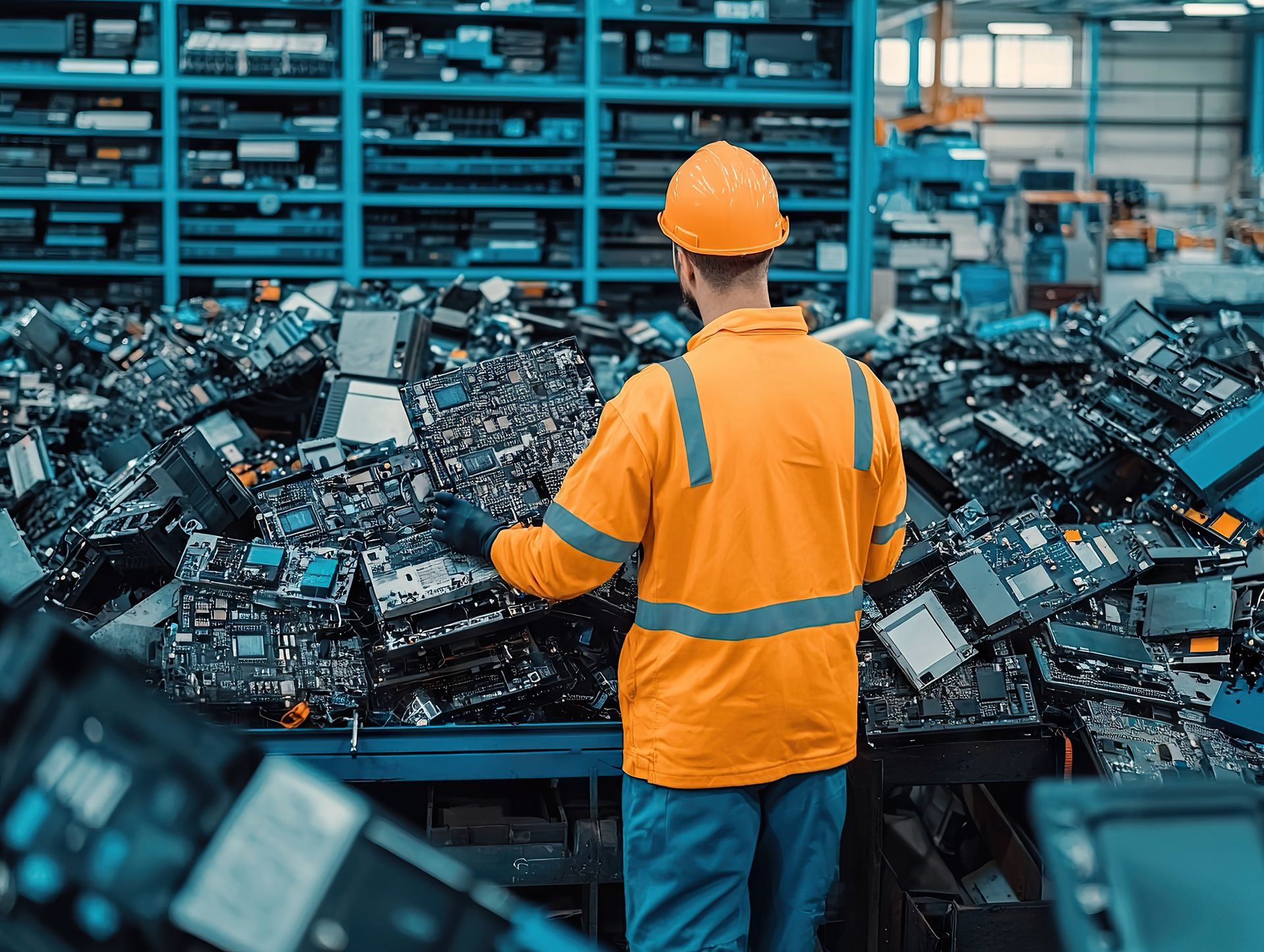 Un professionnel en train de trier des composants électroniques.