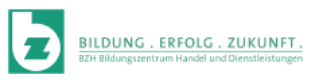 Logo with a green square containing a white "bz" symbol, and text reading "Bildung. Erfolg. Zukunft."
