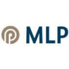 Logo von MLP mit kreisförmigem Design und blauen Buchstaben.
