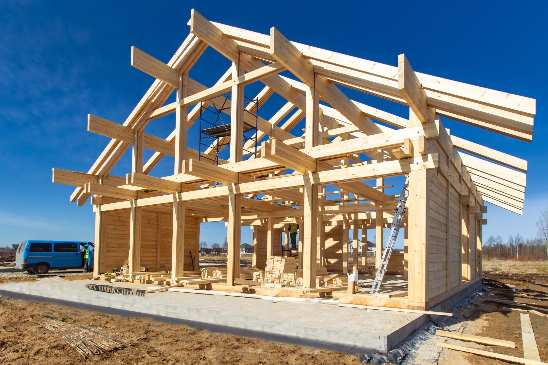 Construction d'une maison avec charpente en bois