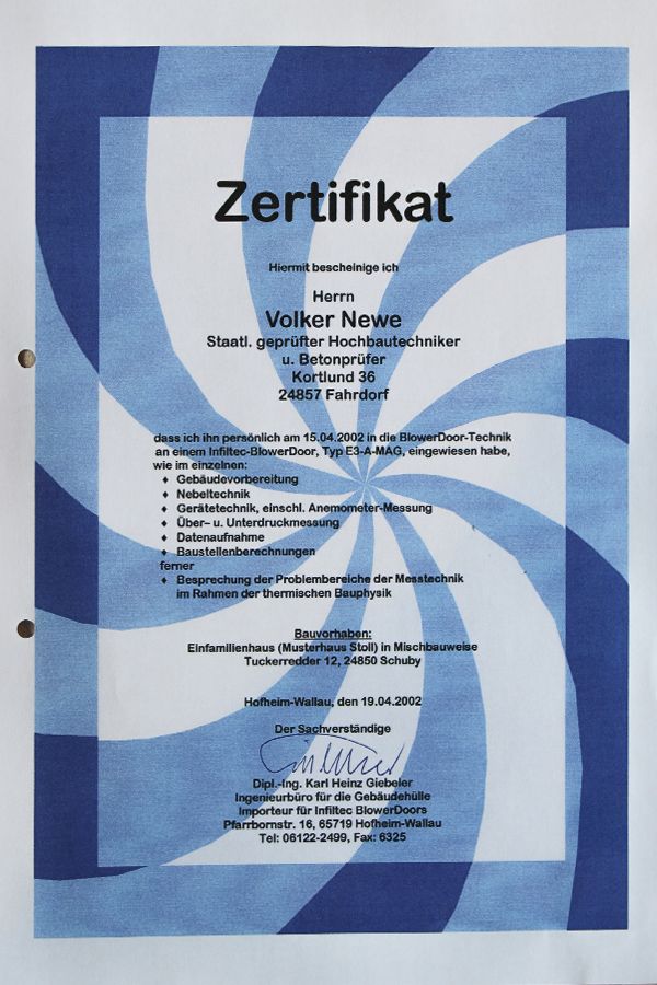 Zertifikat | Betonprüfstelle Newe GbR