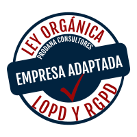 A logo that says ley organica prodana consultores empresa adaptada lopd y rgpd