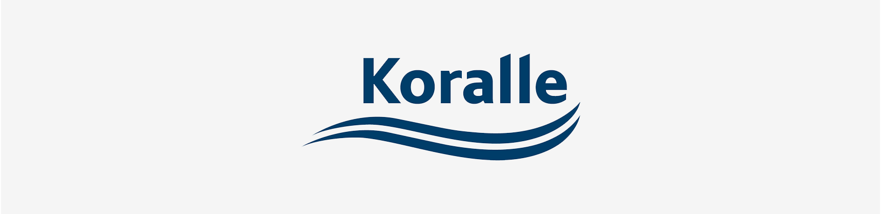 Das Logo von Koralle ist eine blaue Welle auf weißem Hintergrund.
