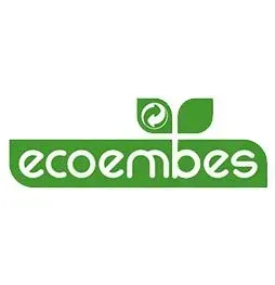 El logotipo de ecoembes es verde y blanco con una planta en el medio.