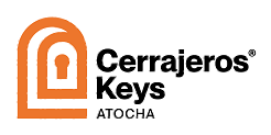 El logo de cerrajeros llaves atocha es naranja y negro.