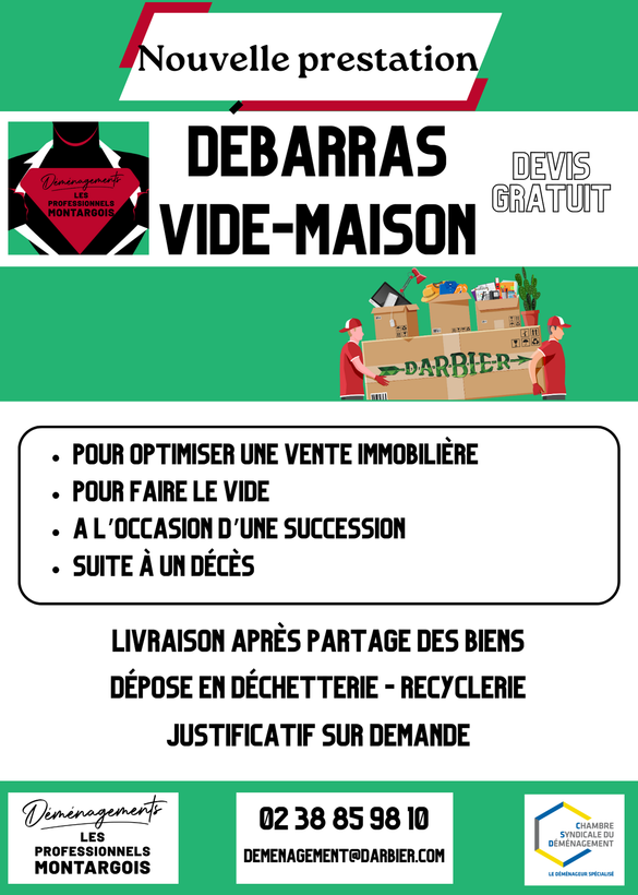 Affiche sur le débarras de maison