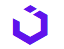 Un logotipo morado con un diamante en el medio sobre un fondo blanco.