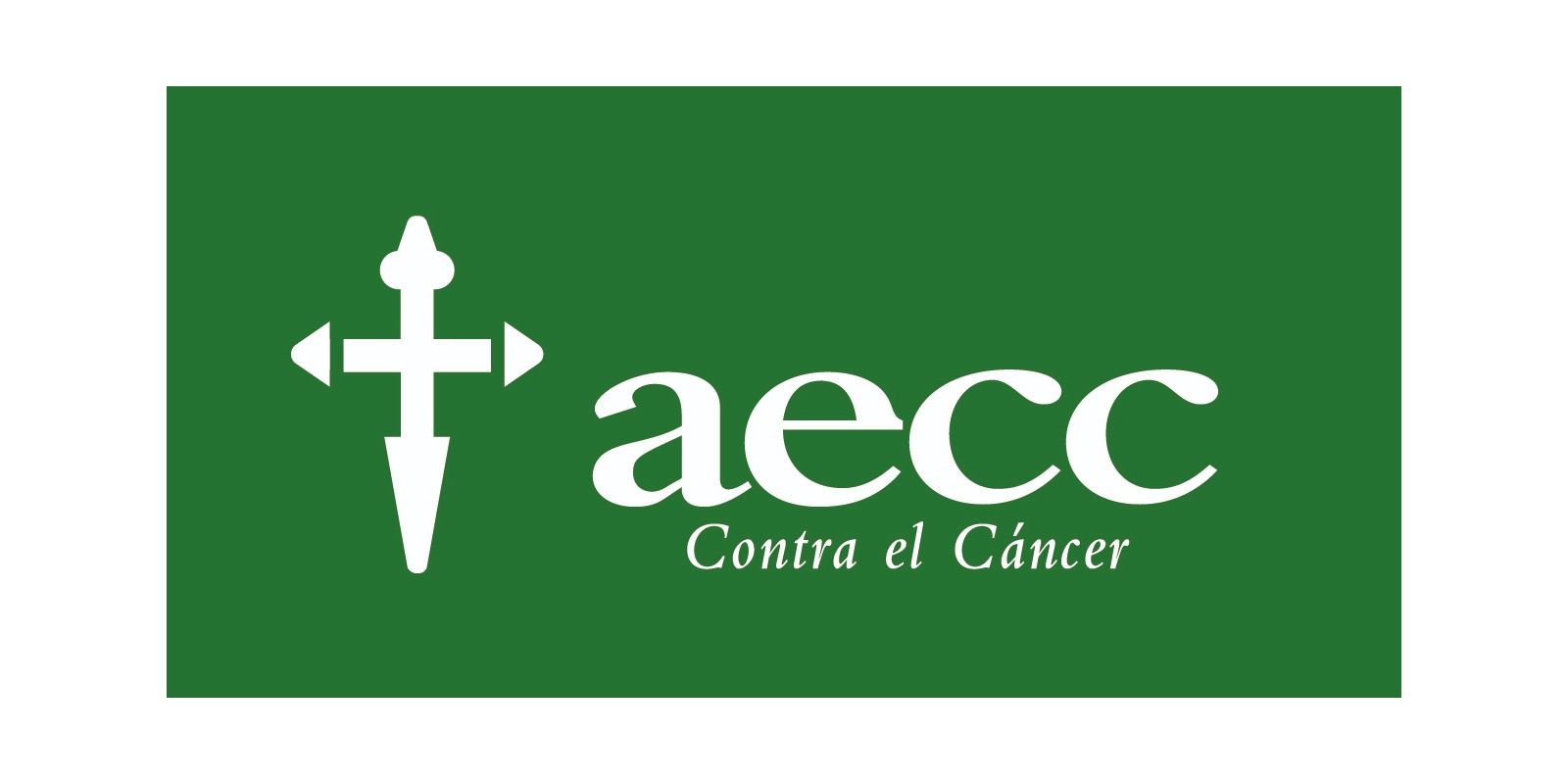 El logotipo de la aecc es verde y blanco y tiene una cruz encima.
