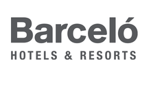 Un logotipo en blanco y negro para Barceló Hotels and Resorts.