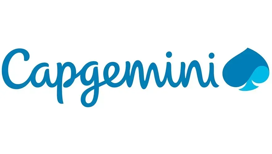 El logotipo de Capgemini es azul y tiene un corazón en el medio.