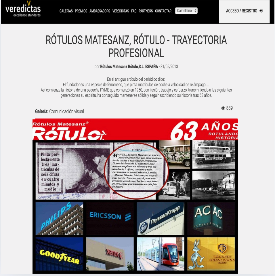Una página web con un banner que dice 63 años