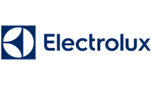 El logotipo de Electrolux es azul y blanco sobre un fondo blanco.