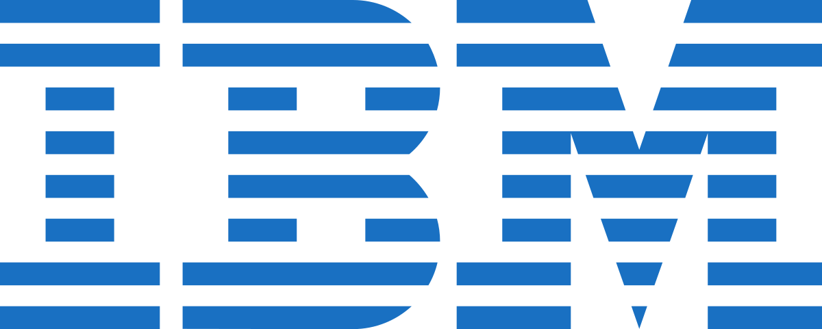 Un logotipo de IBM azul y blanco sobre un fondo blanco.