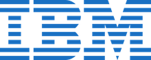 Un logotipo de IBM azul y blanco sobre un fondo blanco.