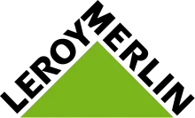 El logotipo de Leroy Merlin es verde y negro sobre un fondo blanco.