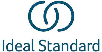 Logotipo de Ideal Standard, con dos círculos azules conectados y el texto