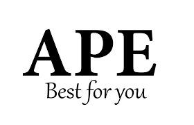 Logotipo con las letras APE encima del texto
