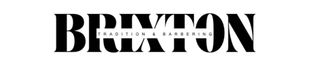Logotipo en blanco y negro de la marca "Brixton". 