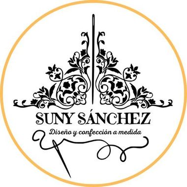 Logotipo para Suny Sánchez con aguja e hilo con acentos florales.