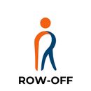 Logotipo: Personaje circular naranja con una "R" curva azul y naranja. Texto "ROW-OFF" debajo.