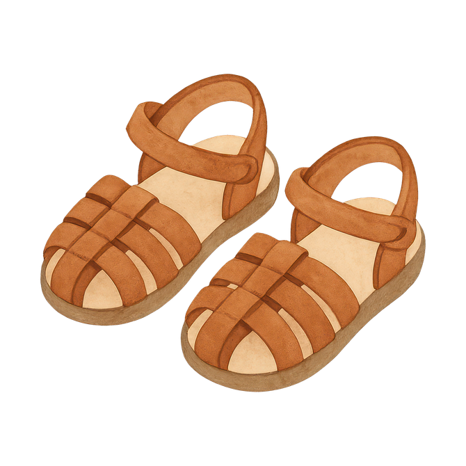 Paire de sandales à brides beiges sur fond blanc
