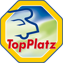 Das Logo von Topplatz ist ein gelbes Achteck mit einem blauen Elefanten darauf.