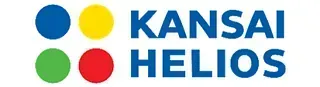 Un logotipo para Kansai Helios con círculos en diferentes colores.