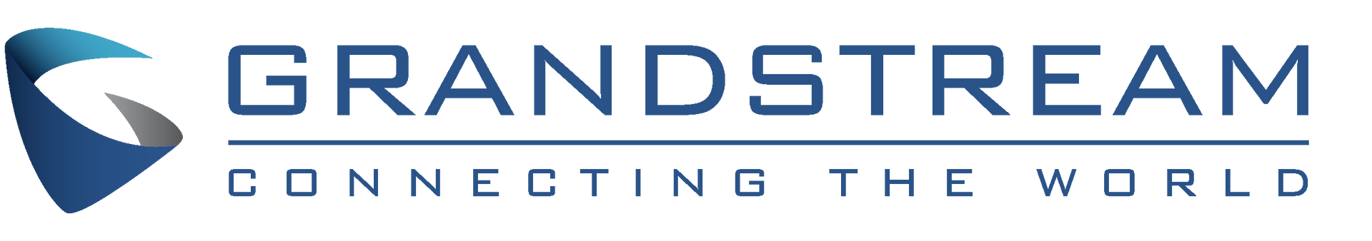 Logotipo de Grandstream con una franja azul y texto gris que dice “GRANDSTREAM CONECTANDO EL MUNDO”.