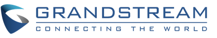 Logotipo de Grandstream con una franja azul y texto gris que dice “GRANDSTREAM CONECTANDO EL MUNDO”.