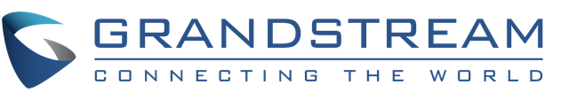 Logotipo de Grandstream con una franja azul y texto gris que dice “GRANDSTREAM CONECTANDO EL MUNDO”.