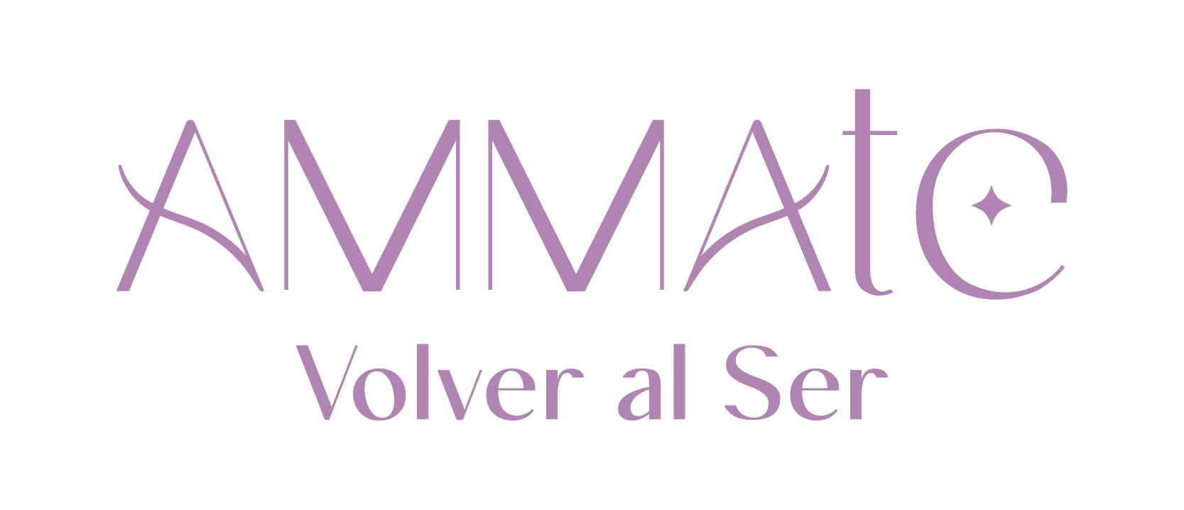 Logotipo de "AMMATe", texto en violeta claro, "Volver al Ser" debajo.
