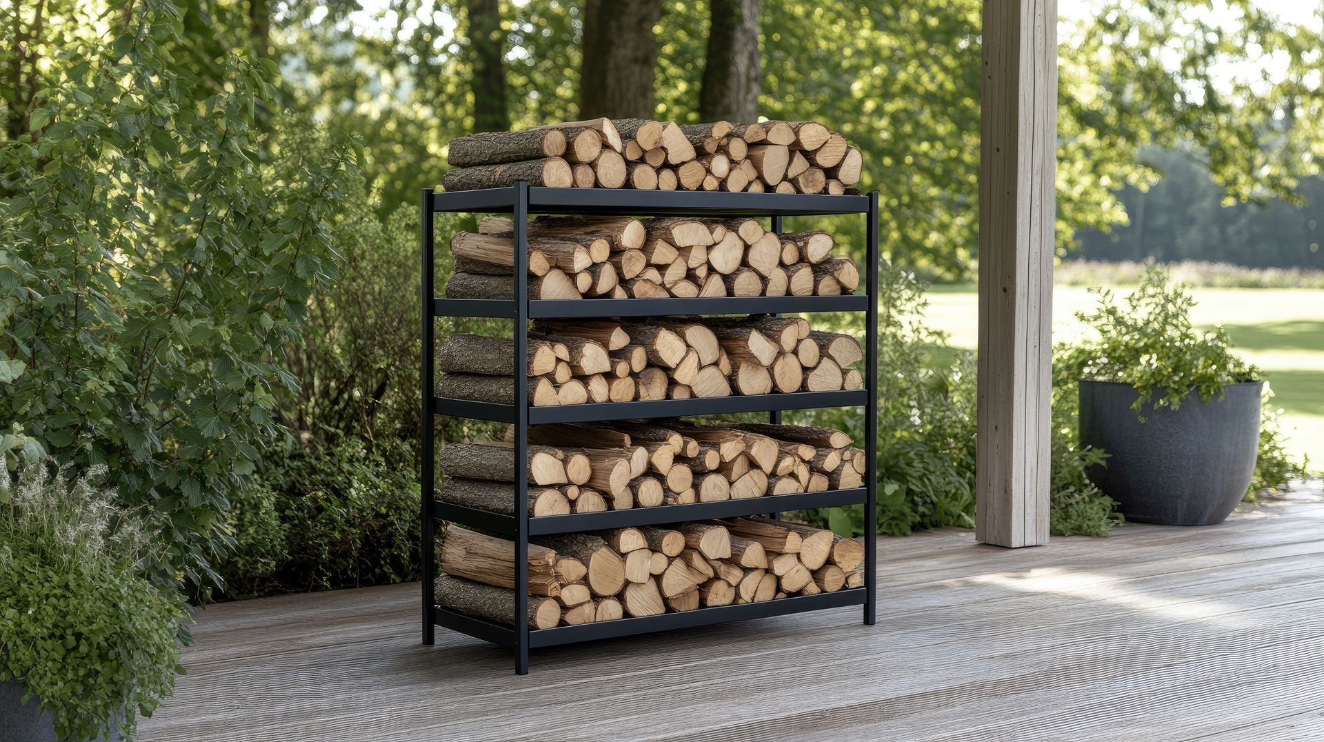 Des bûches de bois rangées