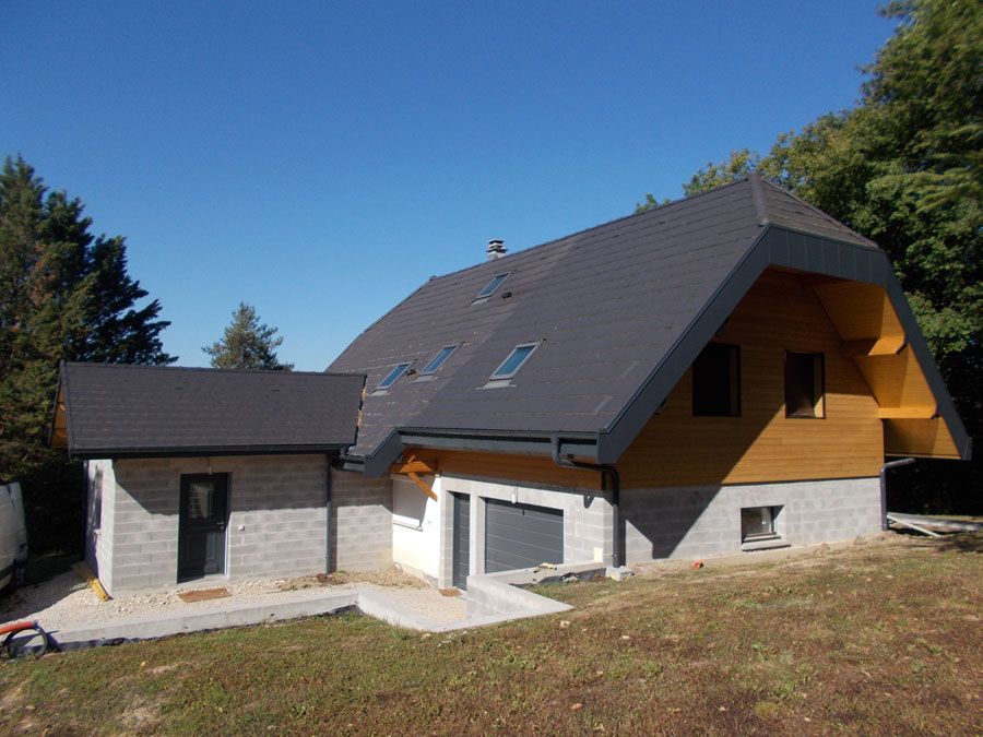 Maison avec toit noir
