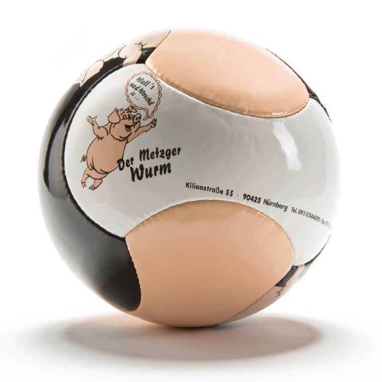 Werbebälle bedrucken lassen Beispiel: Motiv Label Wurm