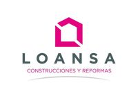 A pink and black logo for loansa construcciones y reformas