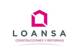 A pink and black logo for loansa construcciones y reformas