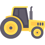 Tracteur agricole jaune
