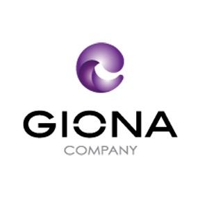 Un logotipo para la empresa Giona con un remolino morado.
