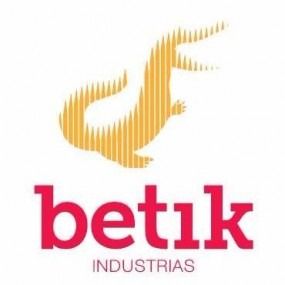 Un logotipo rojo y amarillo para Betik Industrias.