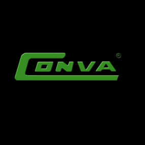Un logotipo de Conva verde sobre un fondo negro
