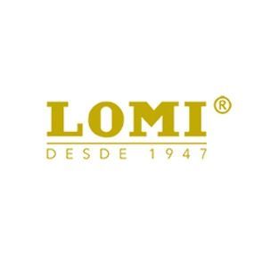 Un logotipo dorado para lom desde 1947 sobre un fondo blanco