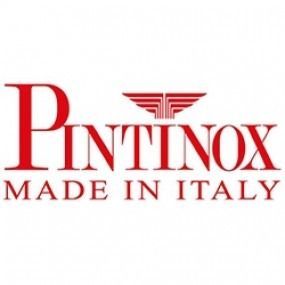 Un logotipo rojo y blanco para Pintinox fabricado en Italia.