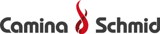 ein Logo für Camino Schmid mit einer roten Flamme