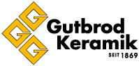 Das Logo von Gutbrod Keramik ist gelb und schwarz und trägt die Aufschrift „Seit 1869“.