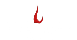 Auf weißem Hintergrund schwebt eine rote Flamme in der Luft. Logo der Firma spartherm.