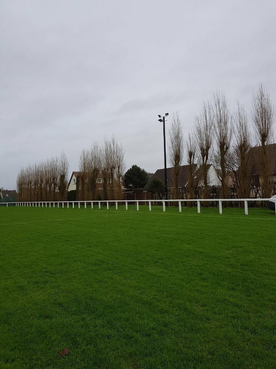 Tonte de la pelouse d'un stade