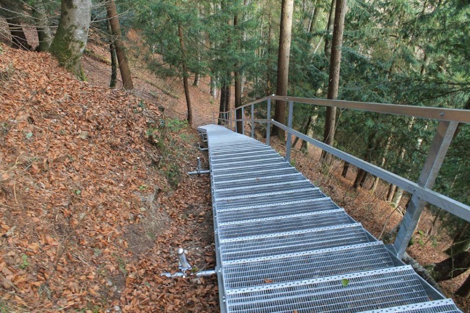 Stahltreppe im Wald