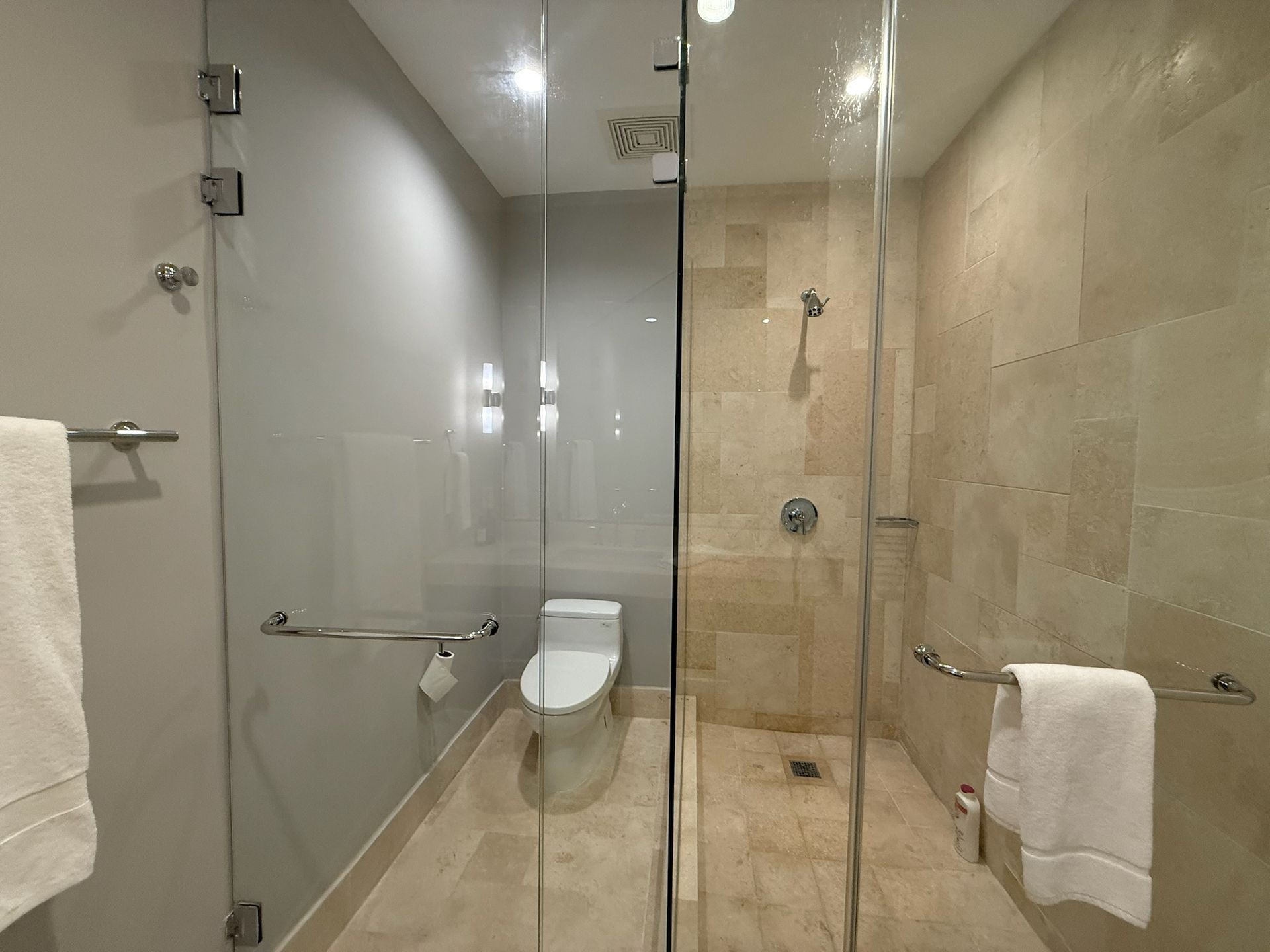 Puntarenas luxury ensuite bathroom. Clean design with glass shower and premium fixtures