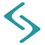 Teal, stylized letter "S" made of boomerang shapes, tilted.