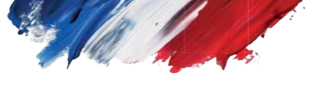 Coup de pinceau aux couleurs du drapeau français : bleu, blanc et rouge.
